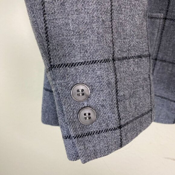 VTG Pendleton Virgin Wool Blazer Jacket Gray Windowpane size 12 Petite Plaid USA - Picture 11 of 16